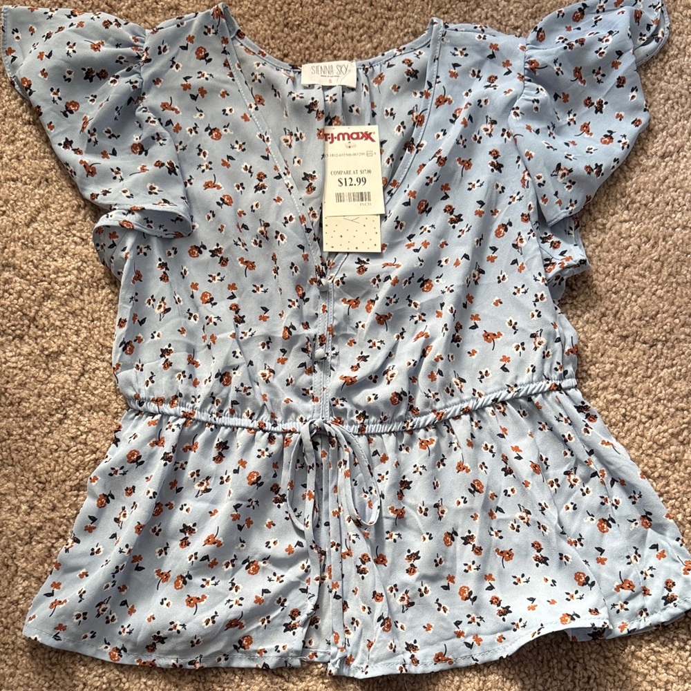 Sienna Sky Light Blue Floral Top